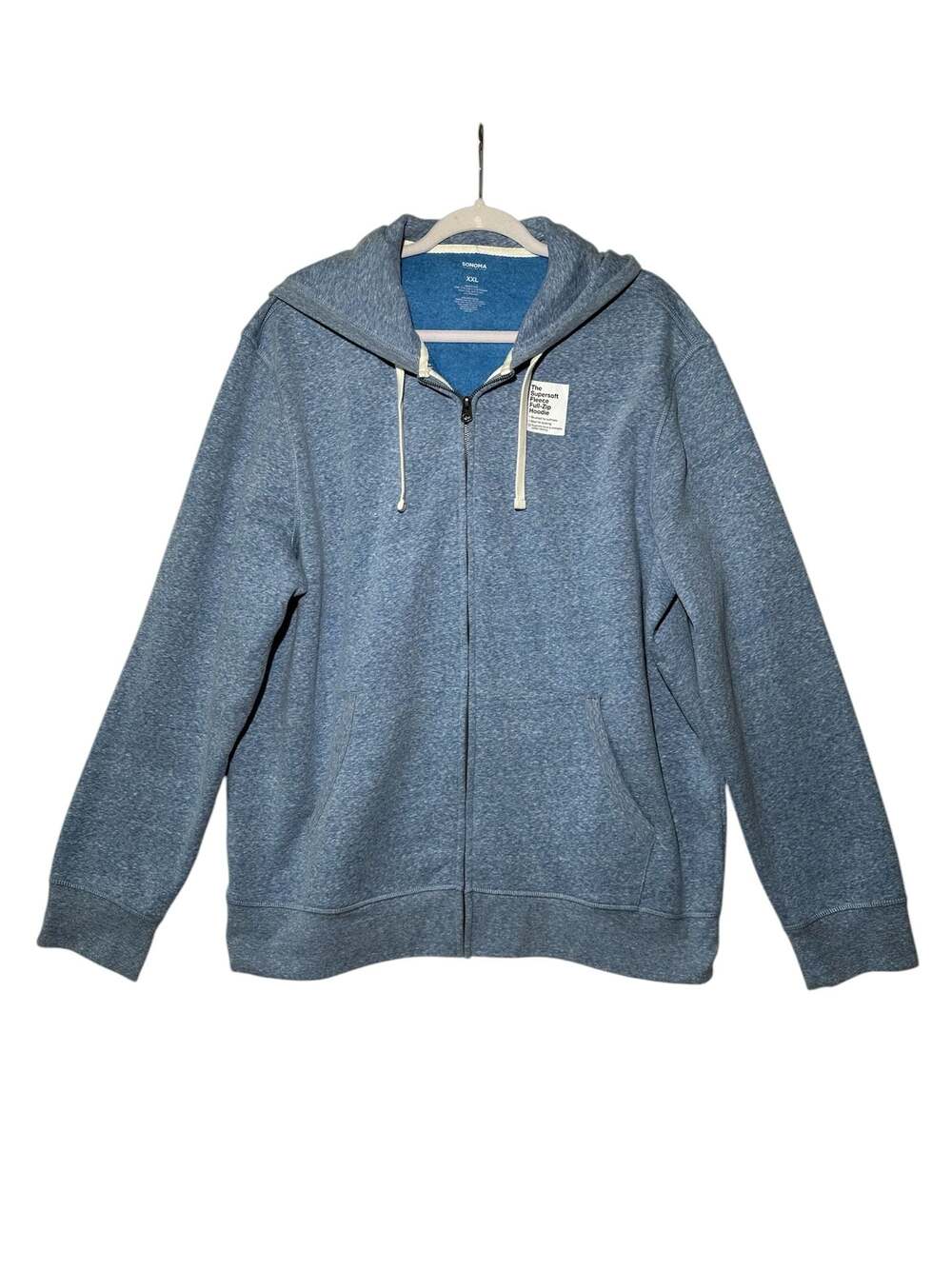 Sonoma Goods For Life The Supersoft Fleece Full-Zip Hoodie Blue Marled XXL